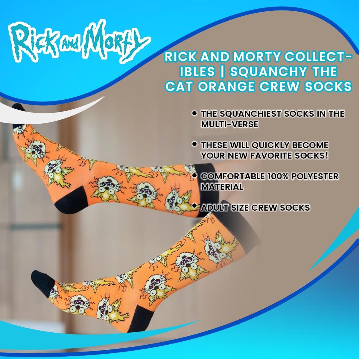 Rick and Morty OSFM Crew Socks, 1 Pair, Squanchy The Cat picture