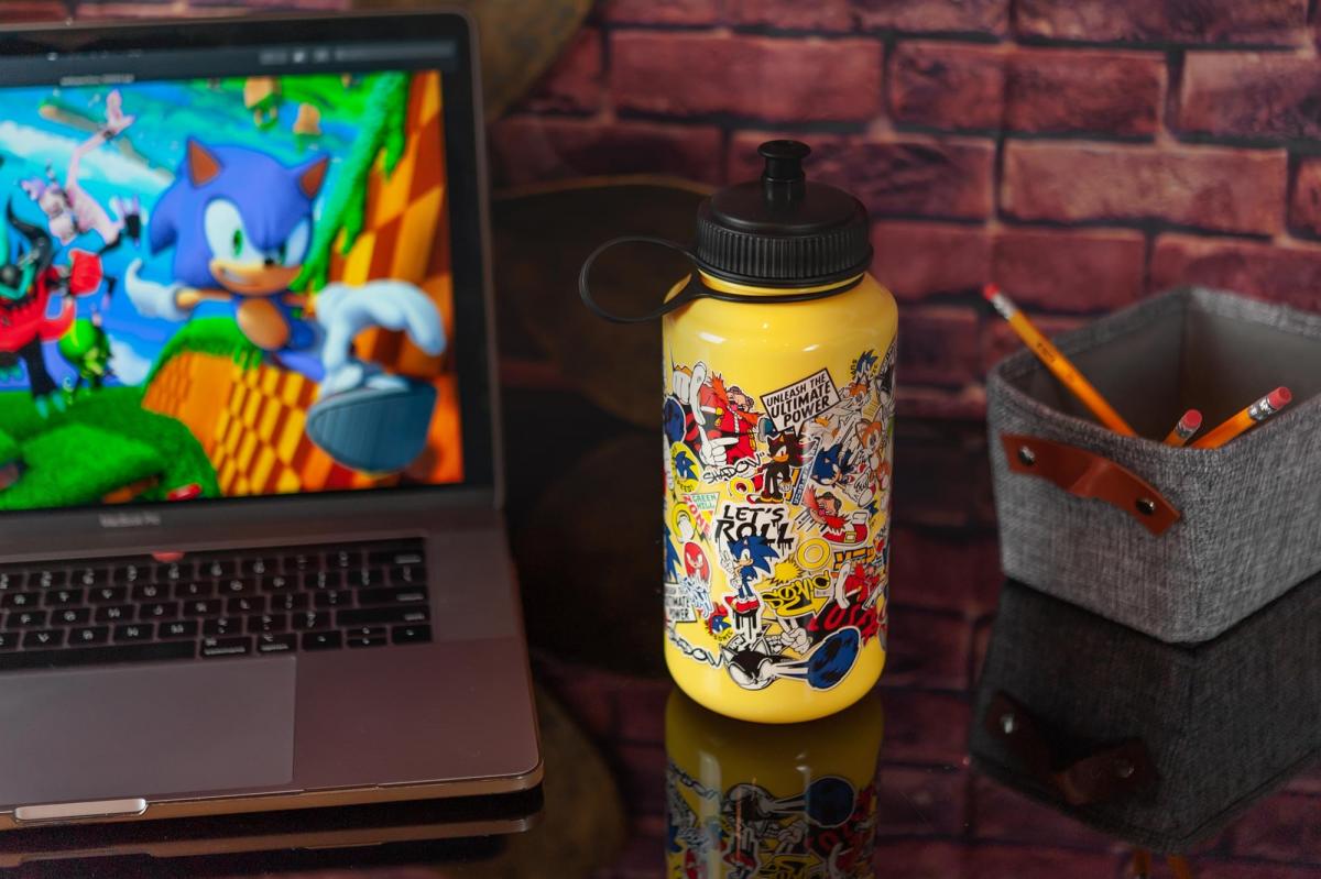 Sonic the Hedgehog Sticker Bomb 32oz Plastic Water Bottle picture