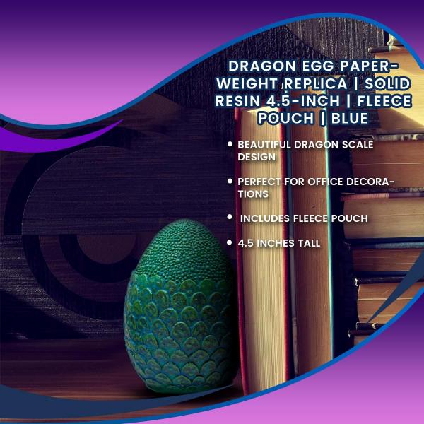 Dragon Egg 4.5" Solid Resin Paperweight Prop Replica - Blue picture