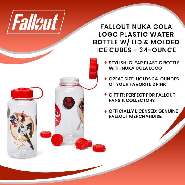 Fallout Nuka Cola 34oz Water Bottle w/ Molded Ice Cubes picture