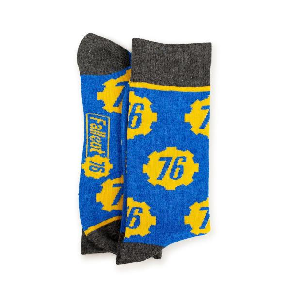 Fallout 76 Blue & Yellow Men's Crew Socks picture