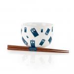 Doctor Who TARDIS Ceramic Noodle Bowl with Wood Chopsticks
