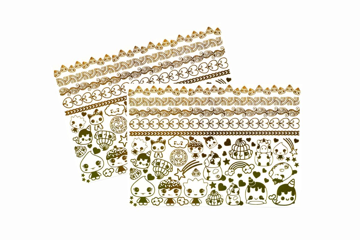Glitter Galaxy Gold Shimmer Temporary Tattoo Sheet Wave 1 picture