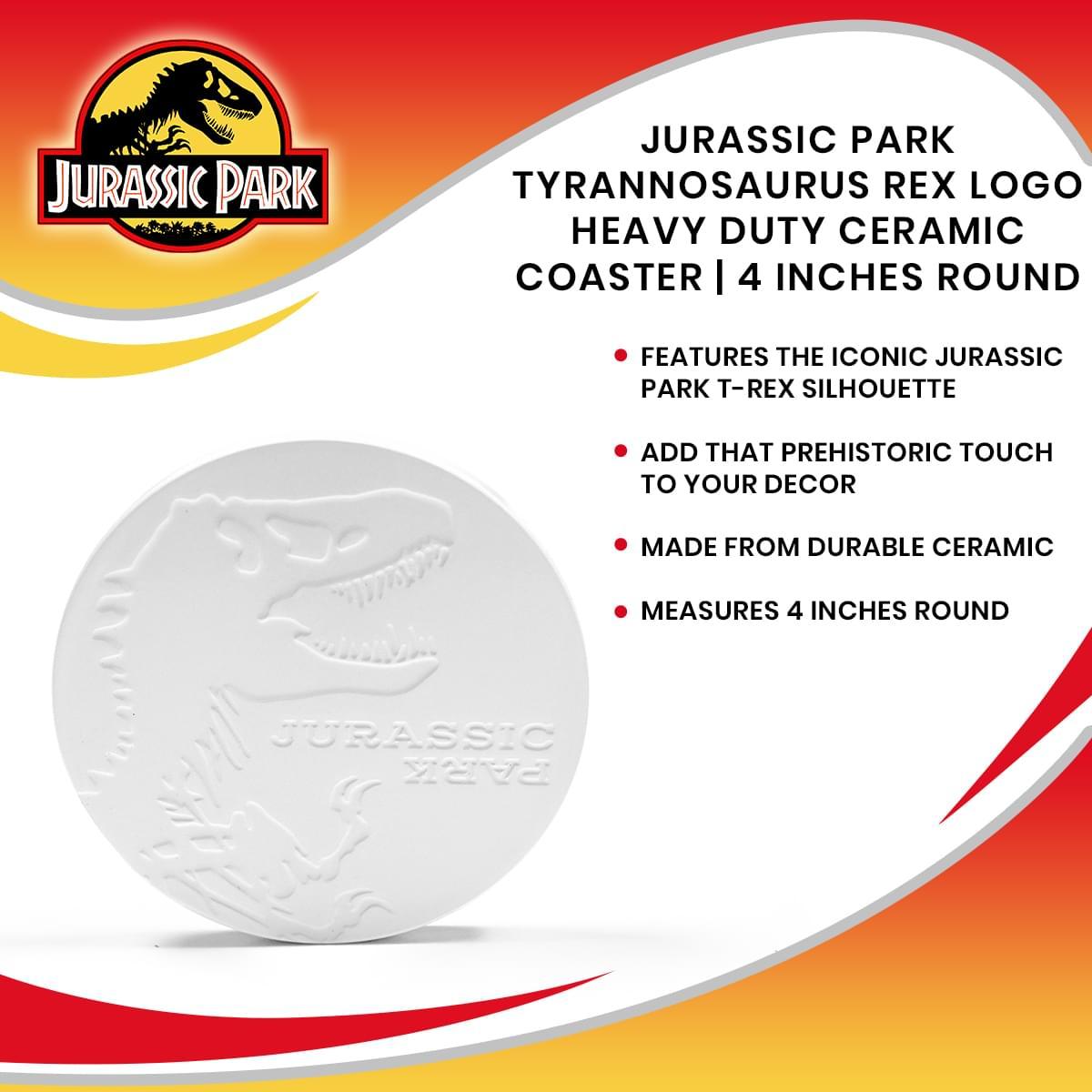 Jurassic Park 1pk Coaster 4in H x 4in L, Ceramic picture
