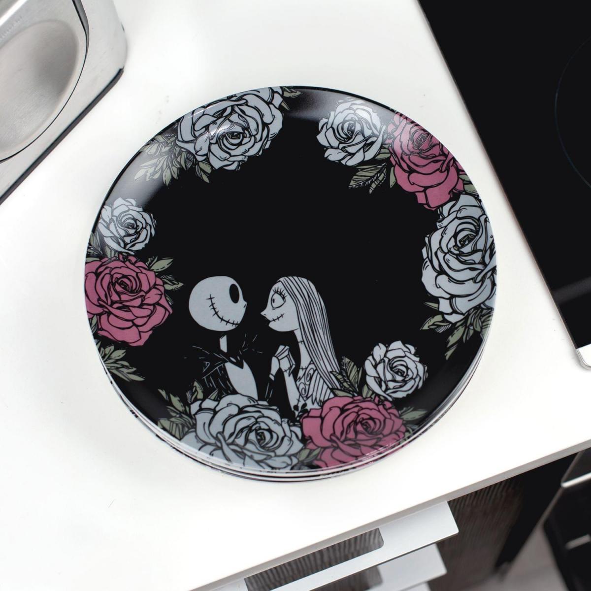 NBX Black Rose Jack & Sally Large Ceramic Plates - 4 Pack picture