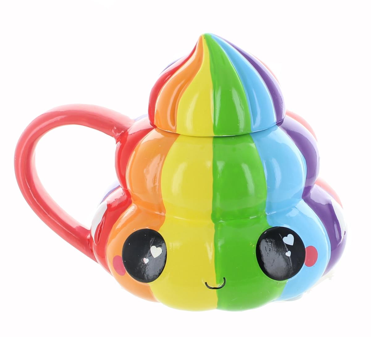 Glitter Galaxy Rainbow Poop Emoji 20oz Ceramic Mug w/ Lid picture