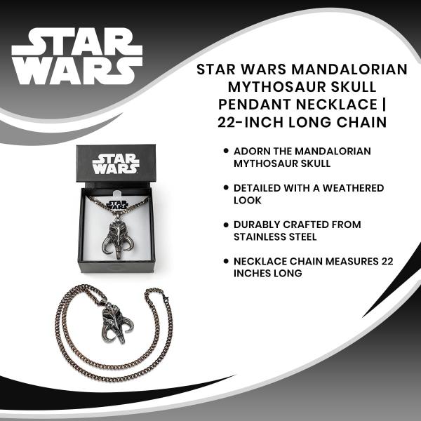 Star Wars Mandalorian Mythosaur Skull Pendant Necklace picture