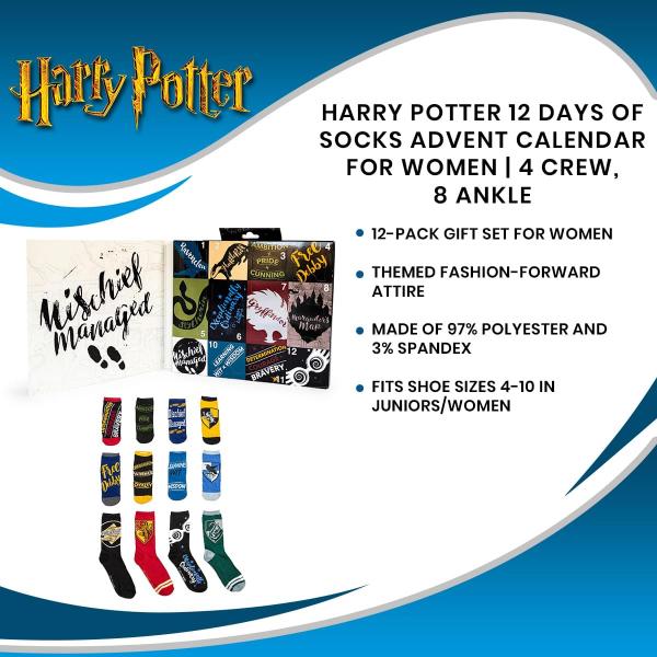Harry Potter 12 Days of Socks Gift Set - 4 Crew | 8 Ankle picture
