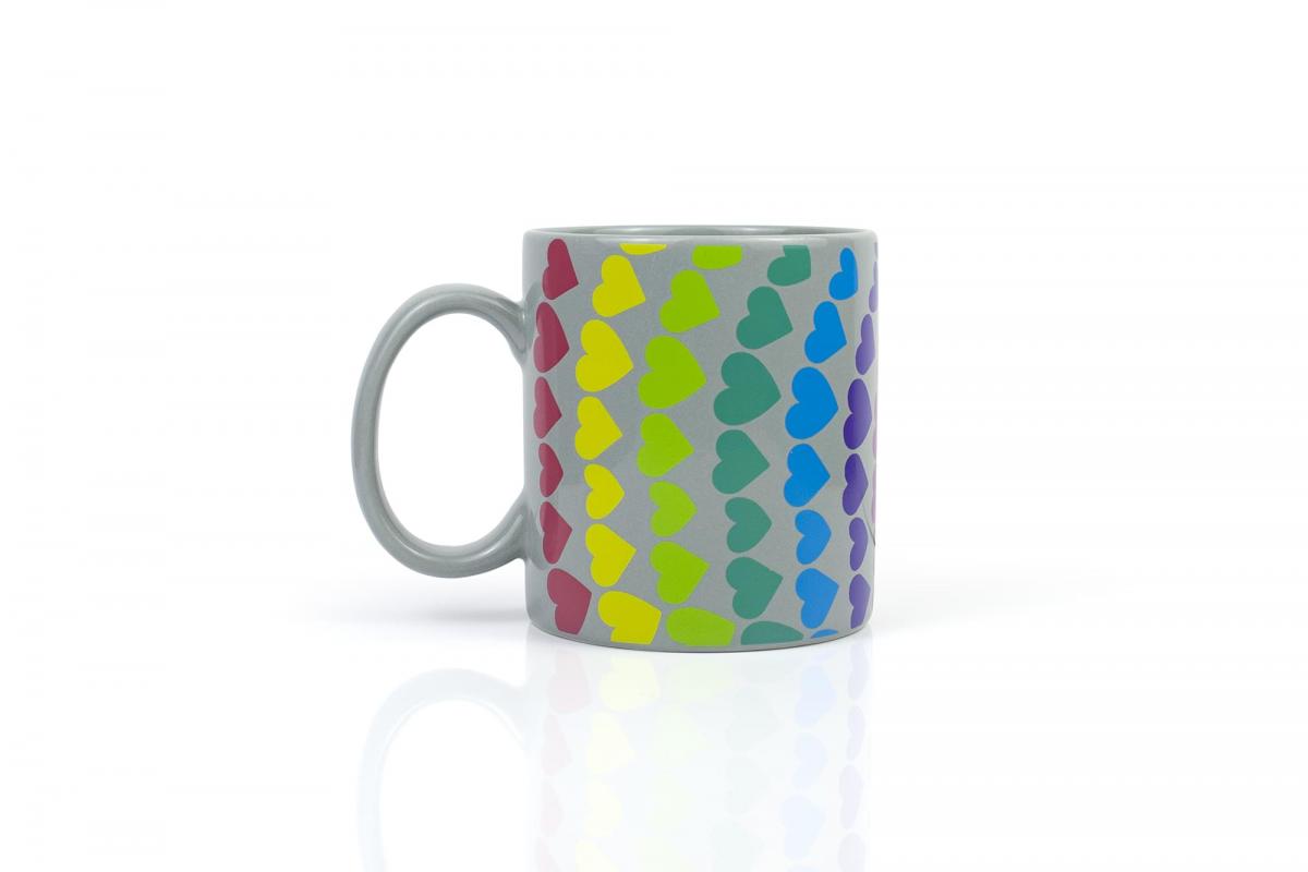 We Are In This Together Rainbow Window Hearts Ceramic Coffee Mug | 16 Ounces picture