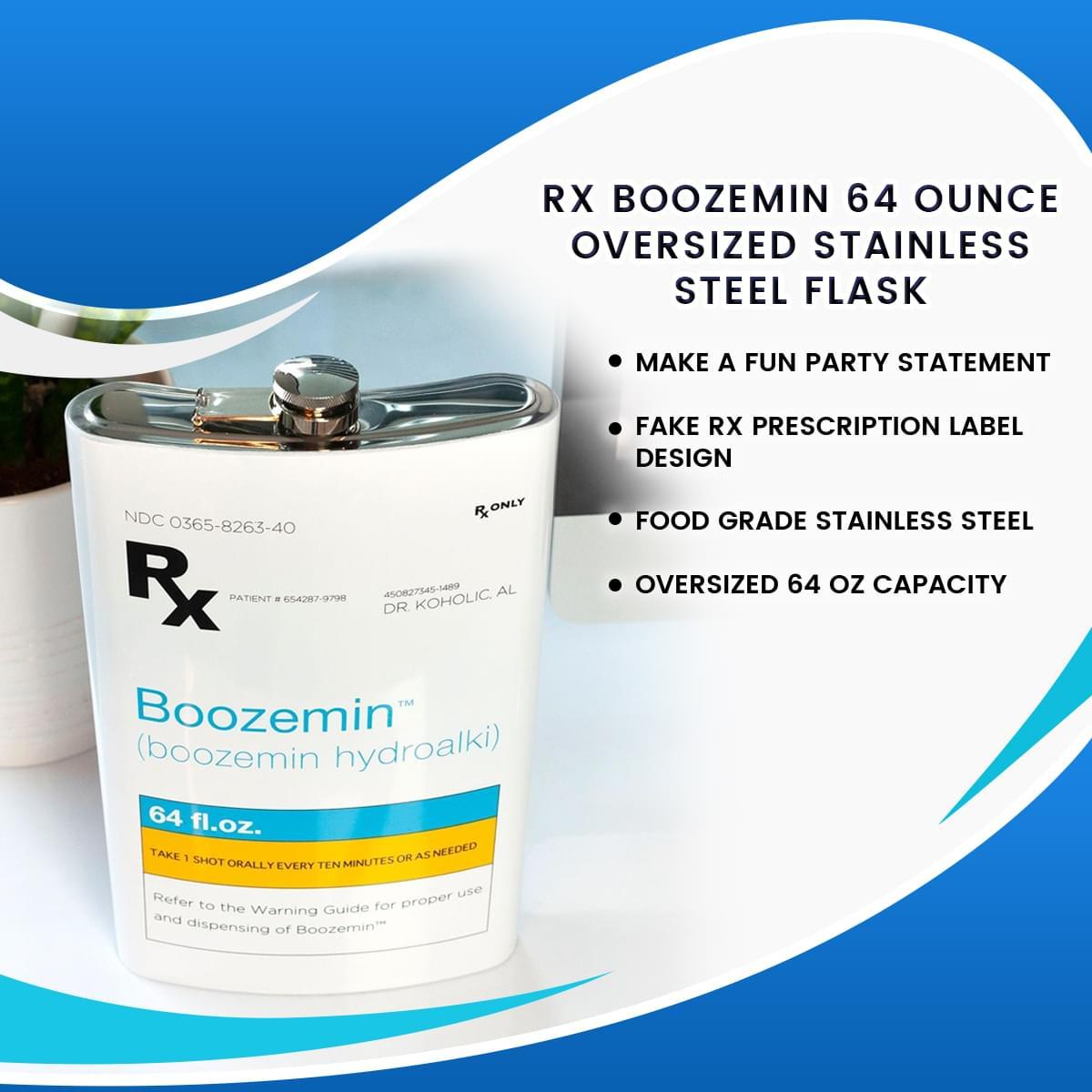 RX Boozemin 64 Ounce Oversized Stainless Steel Flask picture