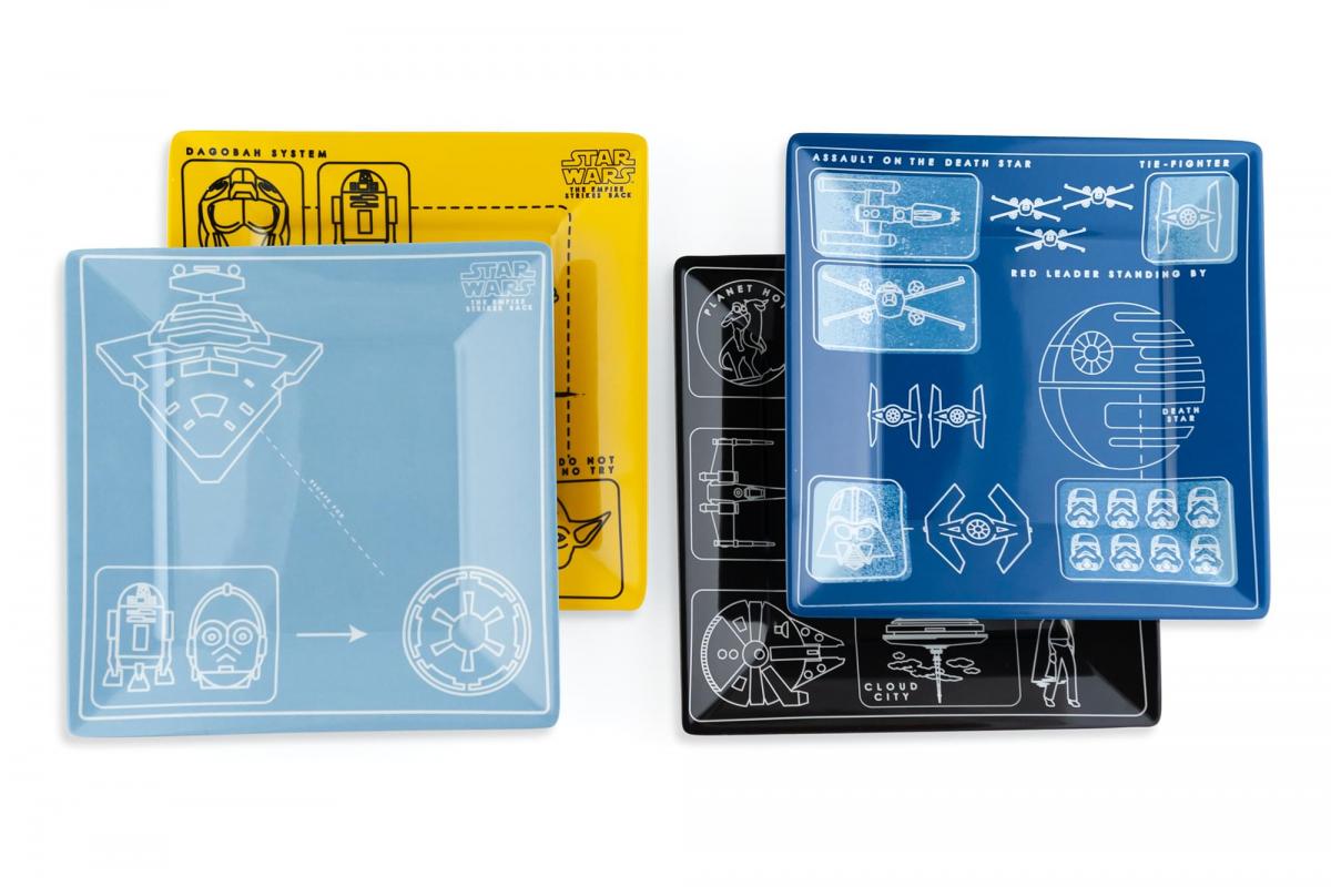 Star Wars Vehicle Blueprints 8" Melamine Plate Set, 4-Pack picture