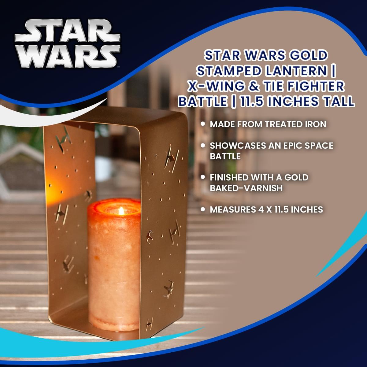 Star Wars Gold XWing/TIE FIghter 4 x 11.5 Inch Iron Lantern picture