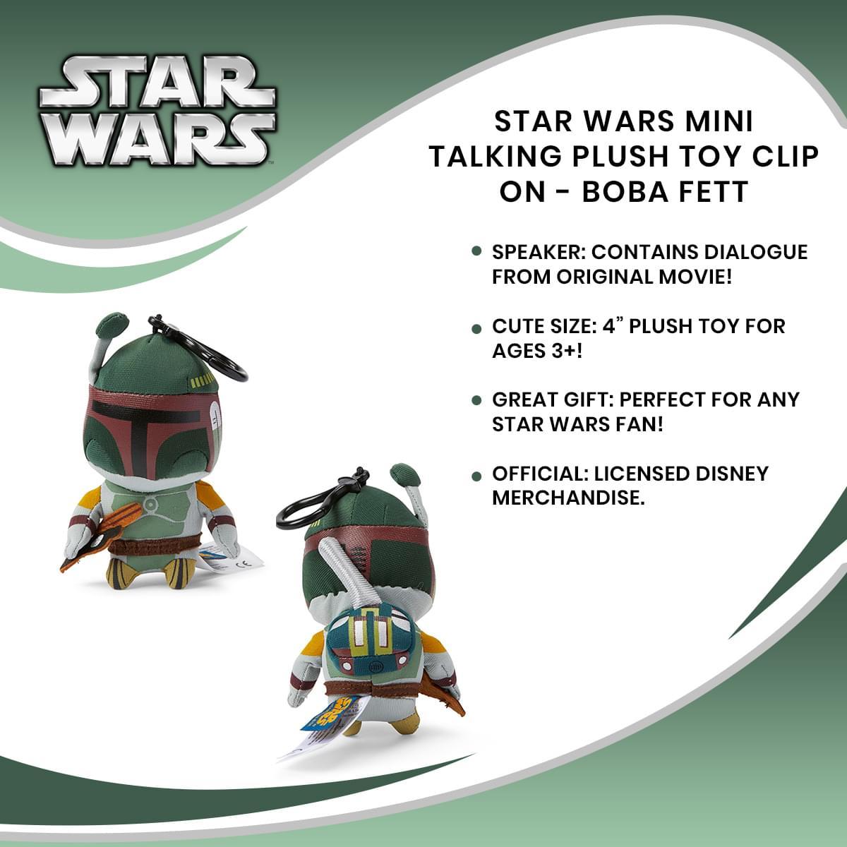 Star Wars 4" Mini Talking Plush Clip On: Boba Fett picture
