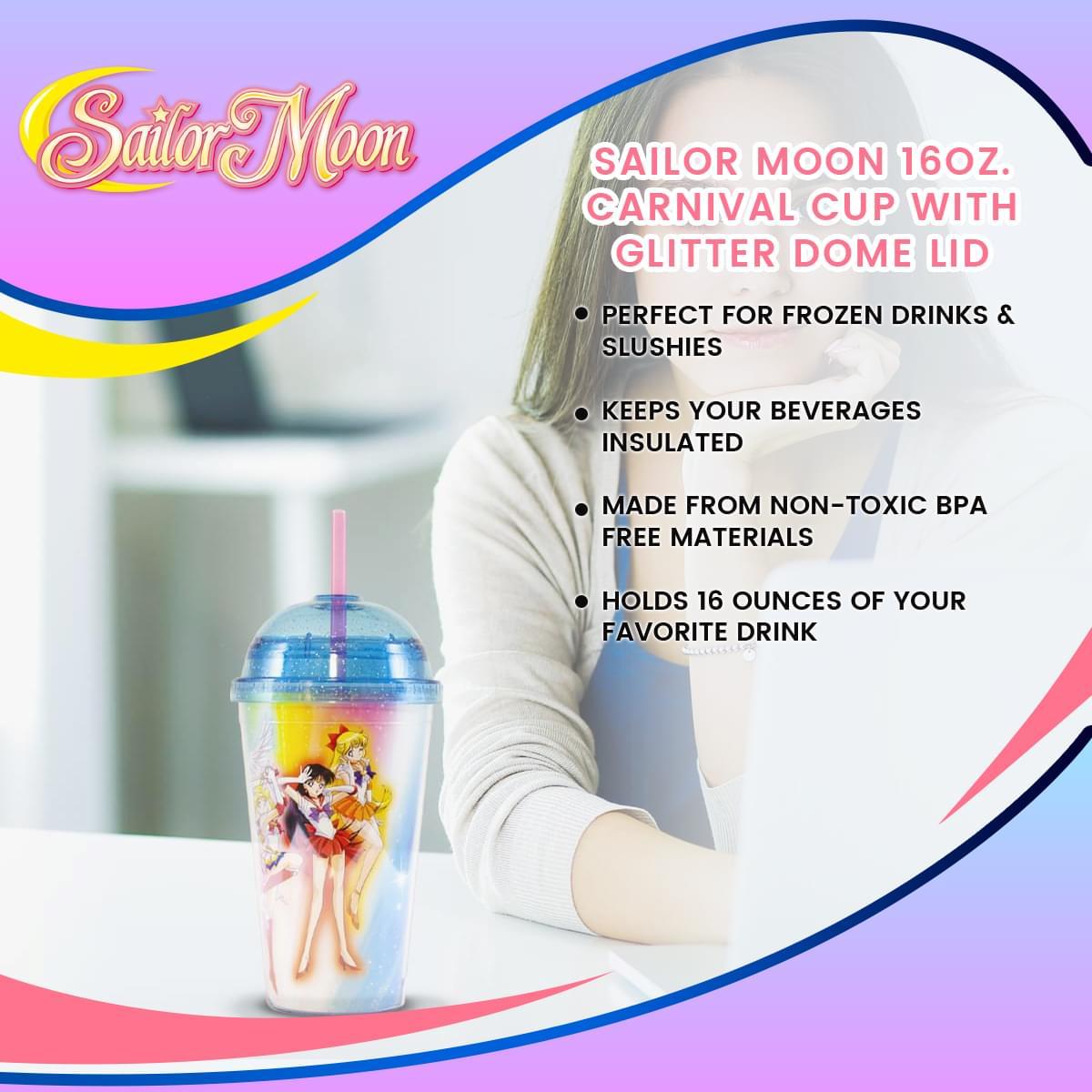 Sailor Moon 16oz. Carnival Cup w/ Glitter Dome Lid picture