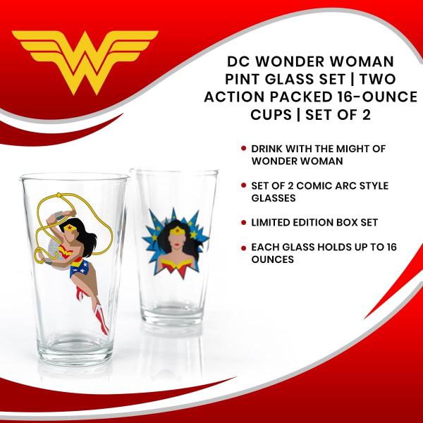 DC Wonder Woman 16oz Pint Glass Set of 2 picture