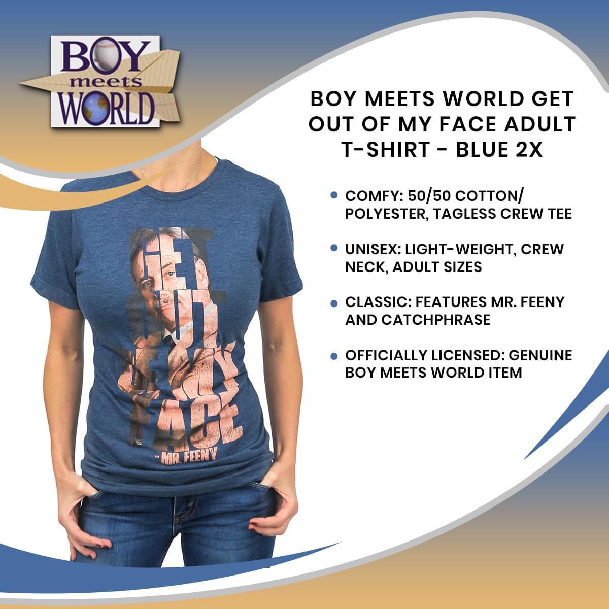 Boy Meets World Get Out Of My Face Adult Blue T-Shirt | XL picture