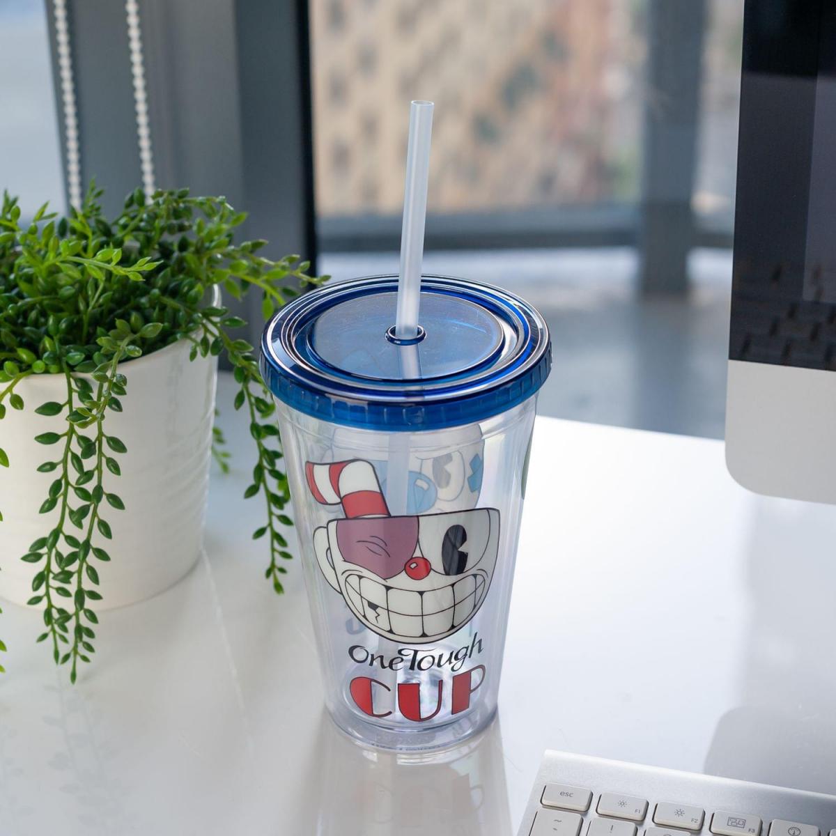 Cuphead One Rough/Tough Cup 16oz Carnival Cup w/ Straw & Lid picture