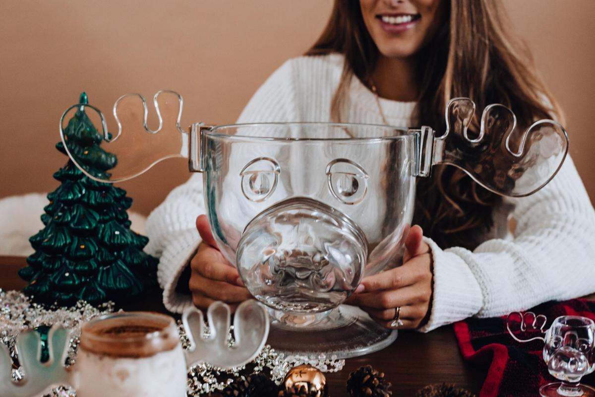 Christmas Vacation Glass Moose Punch Bowl picture