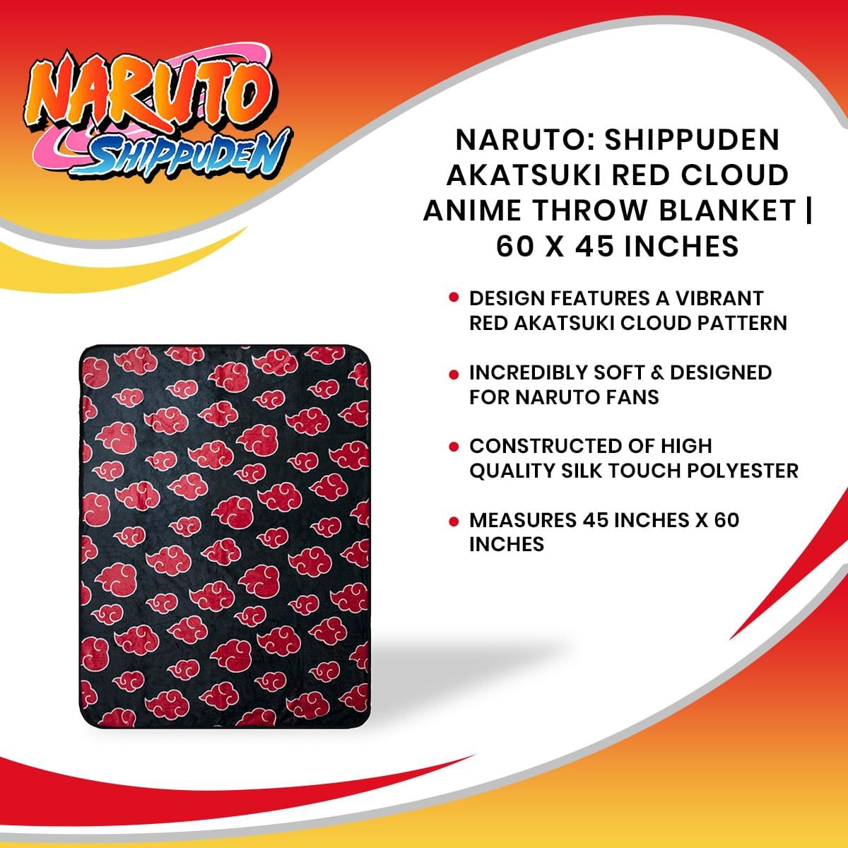 Naruto Akatsuki Red Cloud 45x60 Inch Fleece Throw Blanket picture