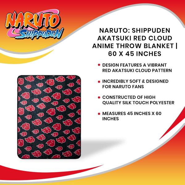 Naruto Akatsuki Red Cloud 45x60 Inch Fleece Throw Blanket picture