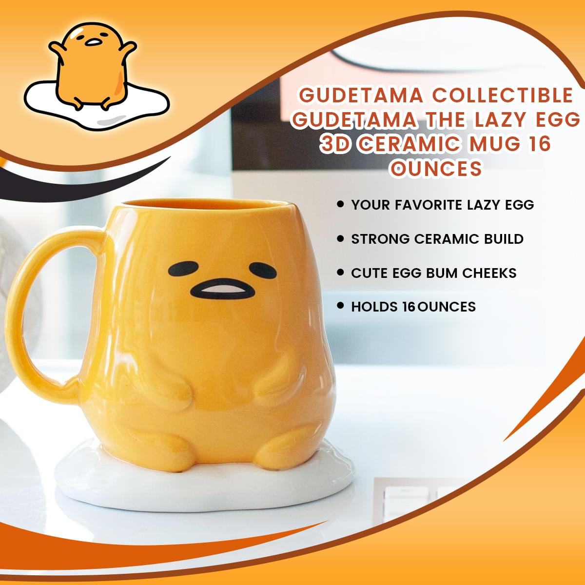 Gudetama the Lazy Egg Molded Ceramic Coffee Mug picture