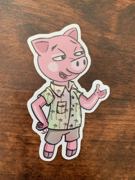 Henry the pig holographic art sticker picture