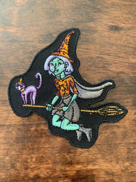 Friendly witch iron on patch