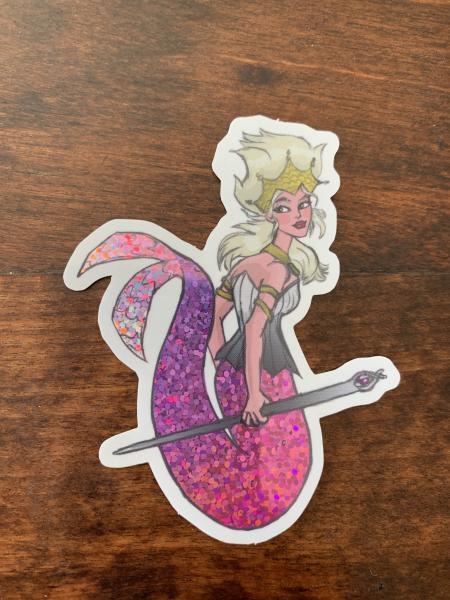 Atlantean mermaid queen holographic art sticker