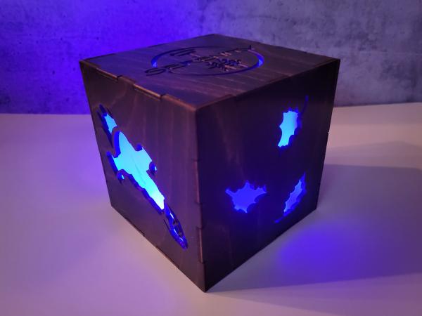 Laser Cut Wood Light Cube, Serenity Themed, Remote Controlled picture