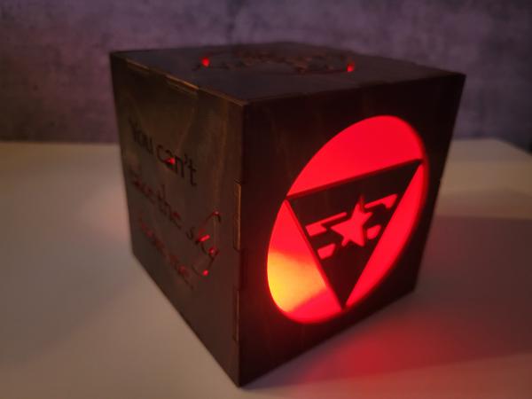 Laser Cut Wood Light Cube, Serenity Themed, Remote Controlled picture