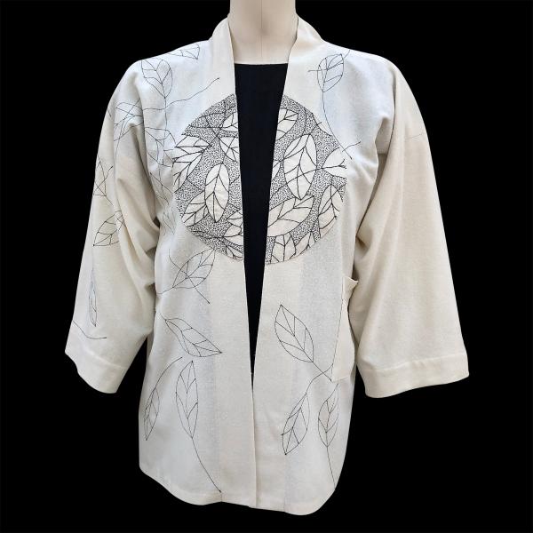 "Floating Leaves" Hand-embroidered Kimono Jacket
