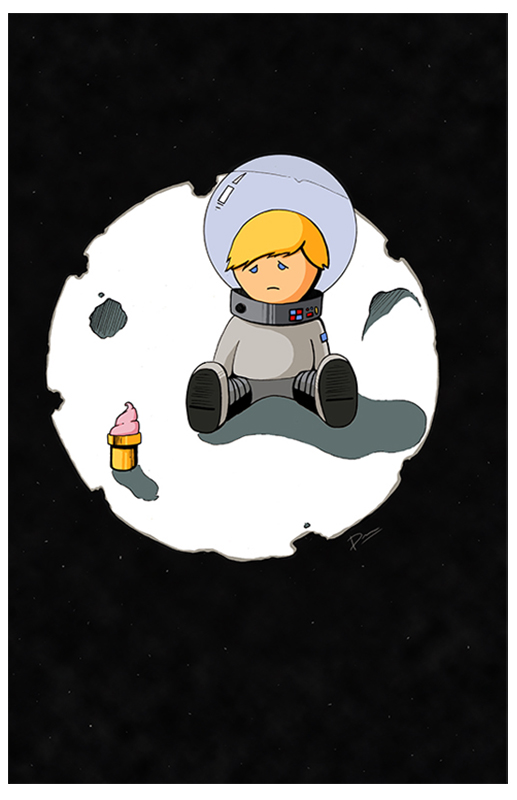 Sad Astronaut Boy print picture