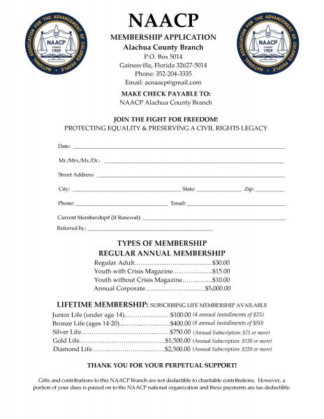 NAACP Membership Application picture