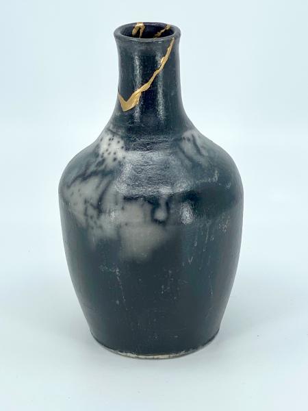 Raku Fired Kintsugi Bottle Vase picture