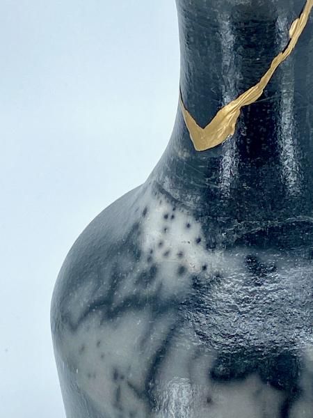 Raku Fired Kintsugi Bottle Vase picture