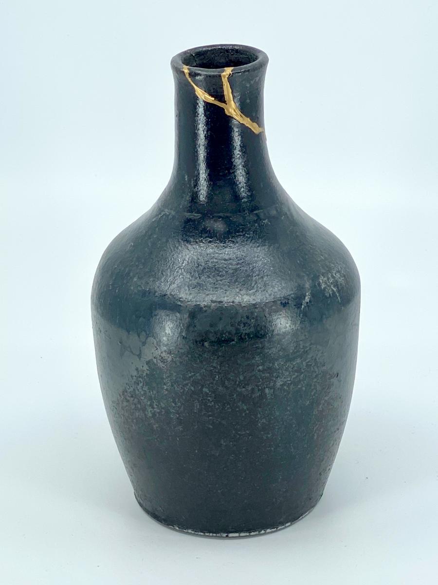 Raku Fired Kintsugi Bottle Vase picture