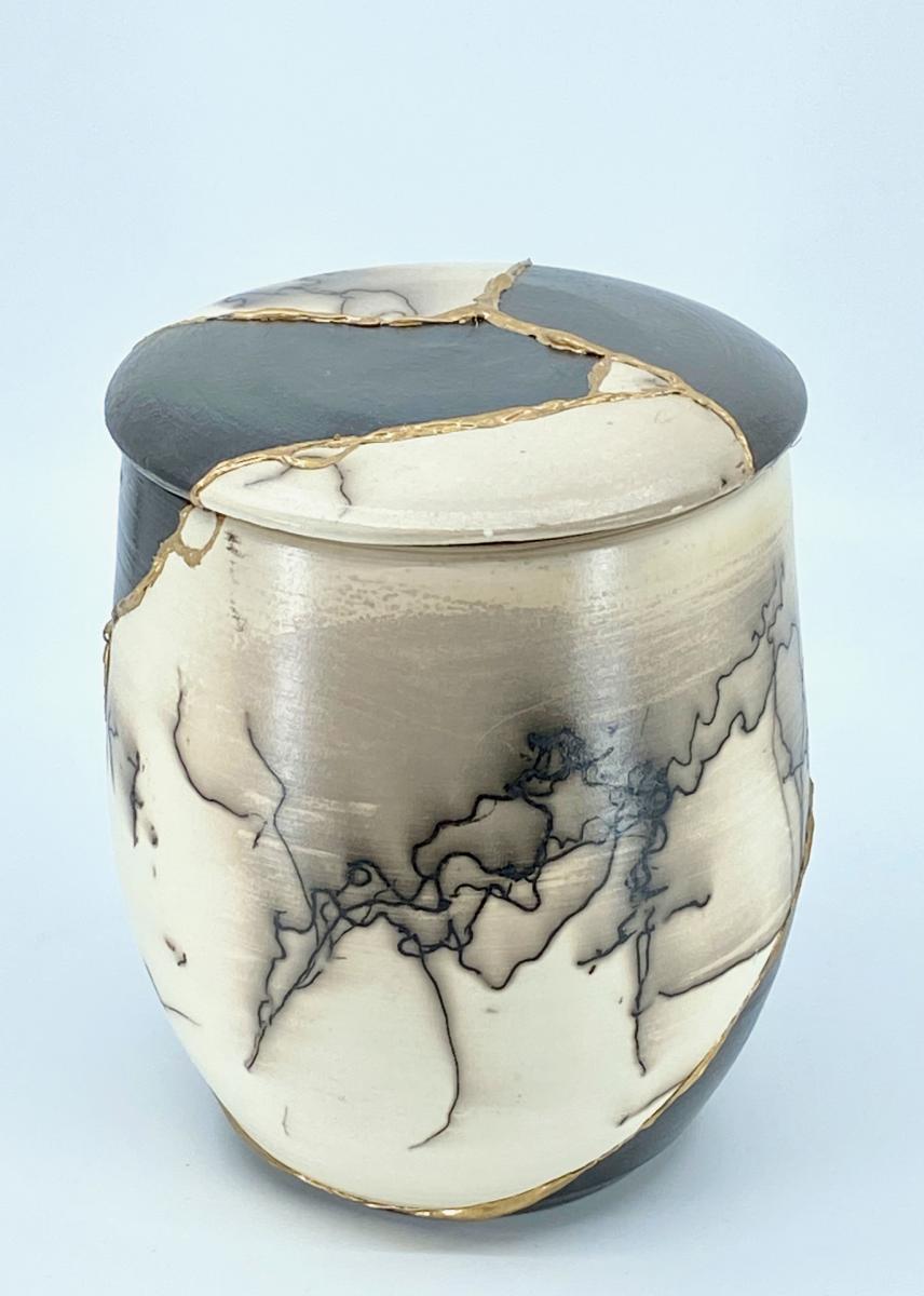 Lidded Kintsugi Horse Hair Vase picture