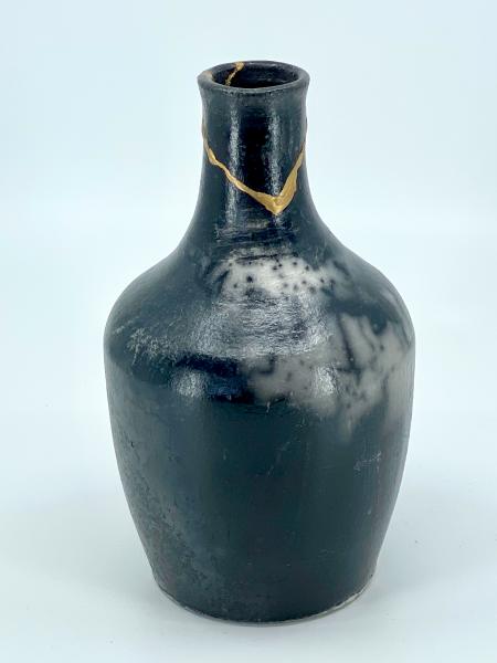 Raku Fired Kintsugi Bottle Vase