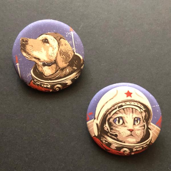 Space Cat & Dog buttons picture