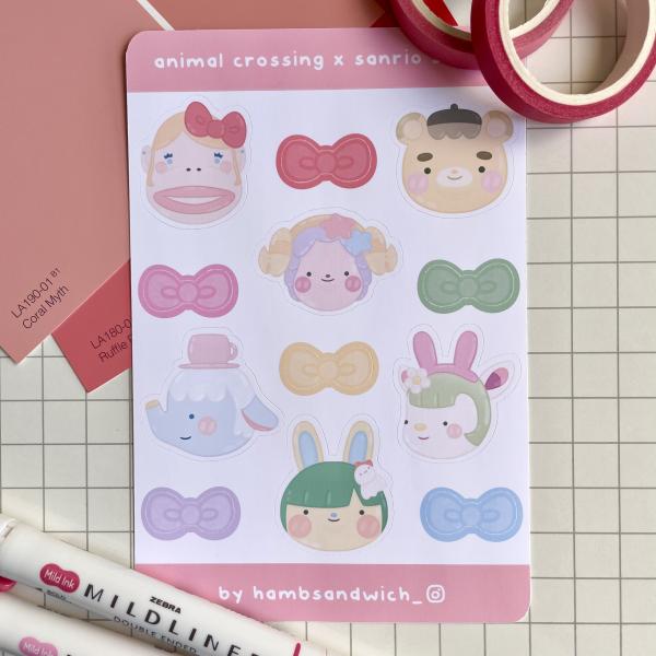 Animal Crossing x Sanrio Matte Sticker Sheet picture