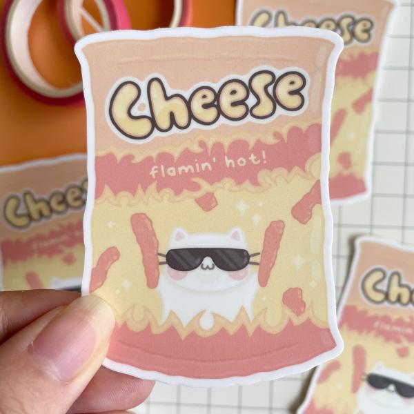Flamin' Hot Cheetos Cat Matte Waterproof Sticker picture