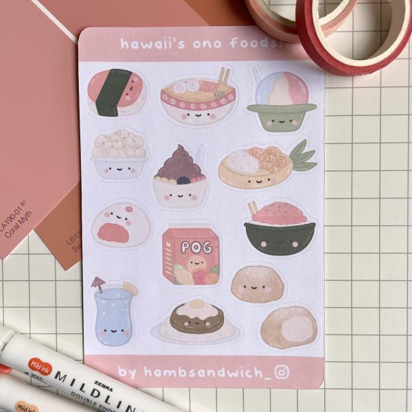 Hawaii's Delicious Foods Matte Weatherproof Sticker Sheet picture