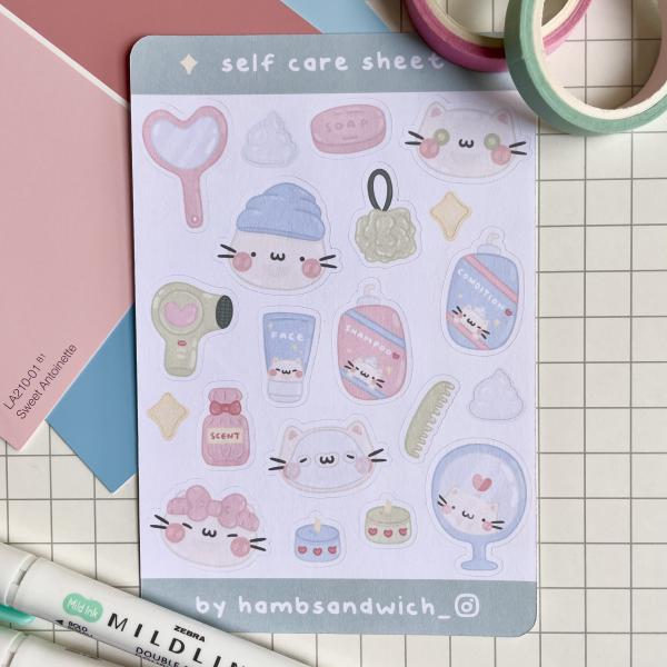 Self Care Kitties Matte Sticker Sheet picture