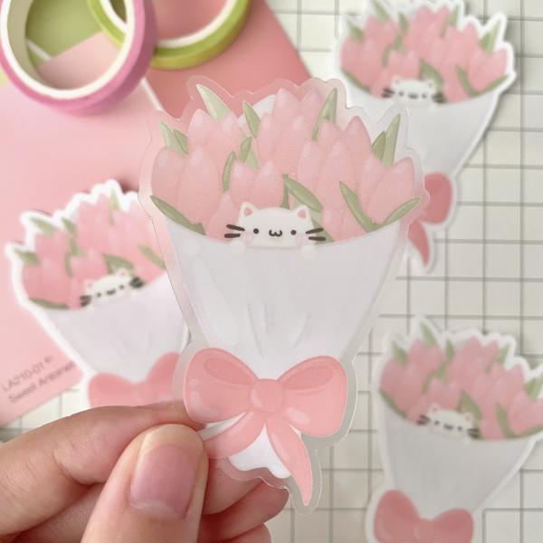 Kitty Bouquet Clear Waterproof Sticker picture