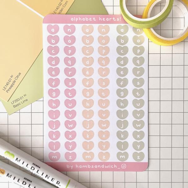 Alphabet Hearts Matte Sticker Sheet picture