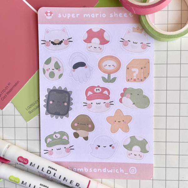 Super Mario Matte Sticker Sheet