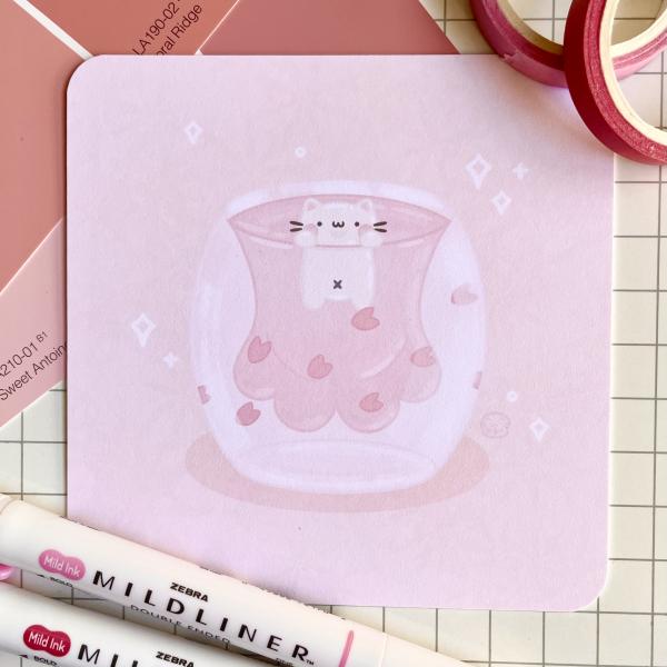 Cat in Starbucks Paw Cup Art Print
