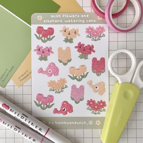 Animal Crossing Gardening Matte Weatherproof Sticker Sheet