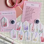 Floral Boba Drinks Matte Weatherproof Sticker Pack