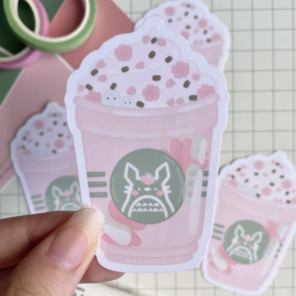 Totoro Sakura Starbucks Frappe Weatherproof Sticker picture